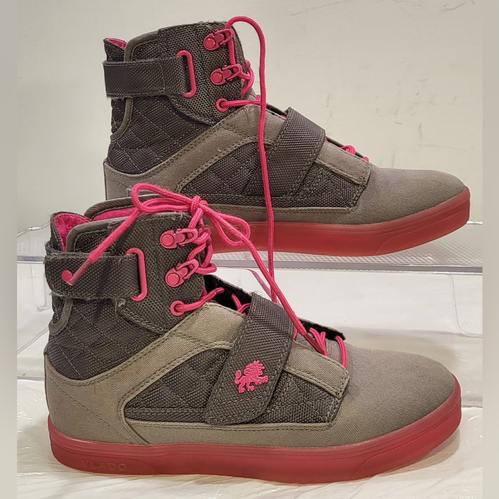 VLADO women's grey and pink high top quilted sneakers